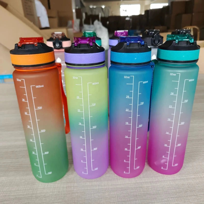 1 Liter Water Bottle Motivational Sport Water Bottle Leakproof Drinking Bottles Outdoor Travel Gym Fitness Jugs For Kitchen - aquila Bask