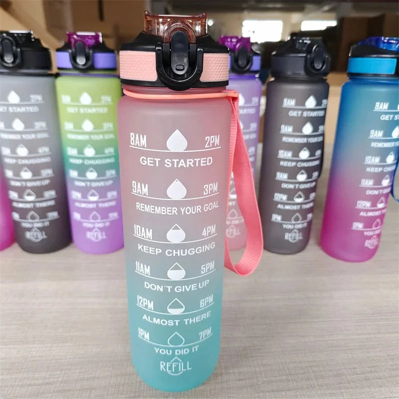 1 Liter Water Bottle Motivational Sport Water Bottle Leakproof Drinking Bottles Outdoor Travel Gym Fitness Jugs For Kitchen - aquila Bask