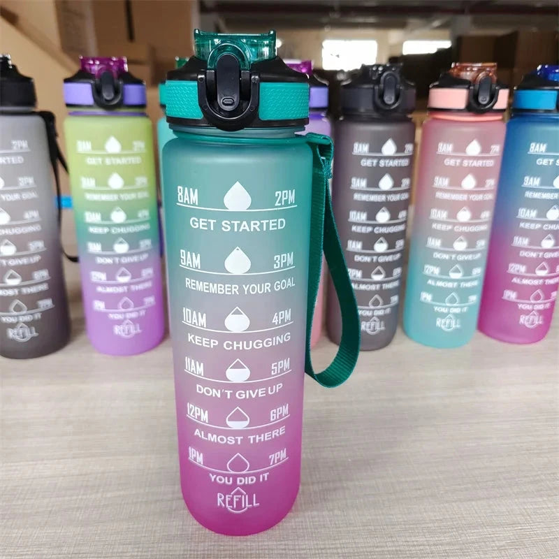 1 Liter Water Bottle Motivational Sport Water Bottle Leakproof Drinking Bottles Outdoor Travel Gym Fitness Jugs For Kitchen - aquila Bask