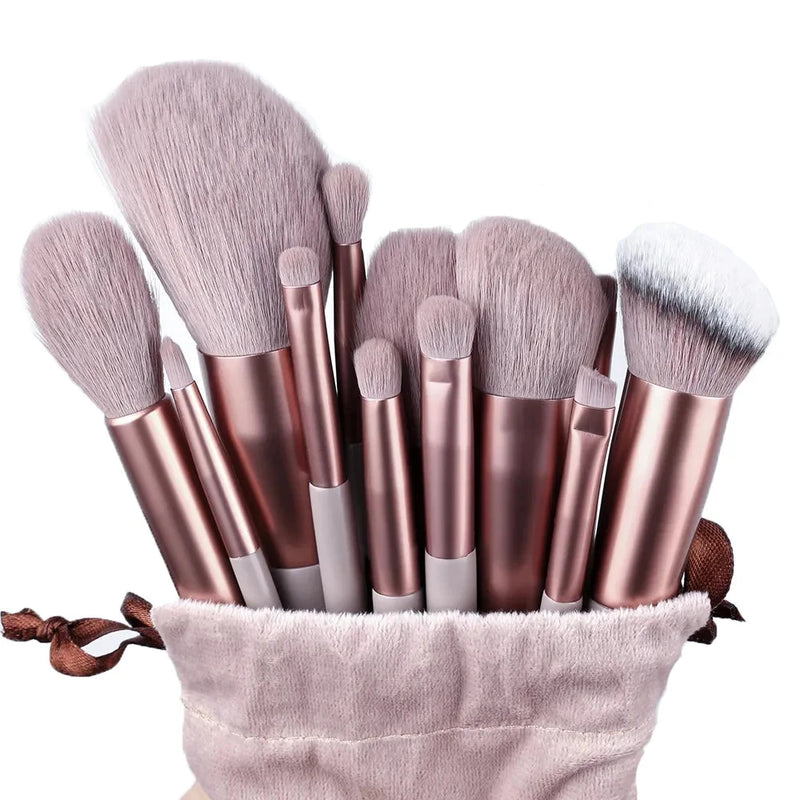 13Pcs Soft Fluffy Makeup Brushes Set for cosmetics Foundation Blush Powder Eyeshadow Kabuki Blending Makeup brush beauty tool - aquila Bask