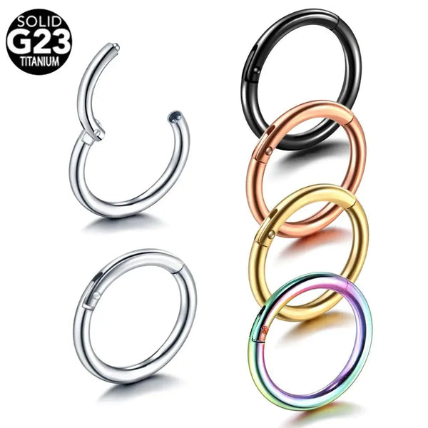 1PC Titanium 16G Segment Hinge Nose Ring 18G Septum Clicker Piercing 14G Ear Dilations 12G Helix Conch Pirsing Nariz Jewelry 20G - aquila Bask