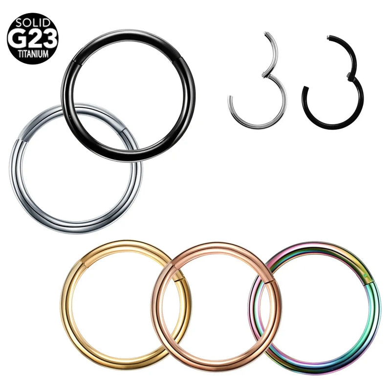 1PC Titanium 16G Segment Hinge Nose Ring 18G Septum Clicker Piercing 14G Ear Dilations 12G Helix Conch Pirsing Nariz Jewelry 20G - aquila Bask