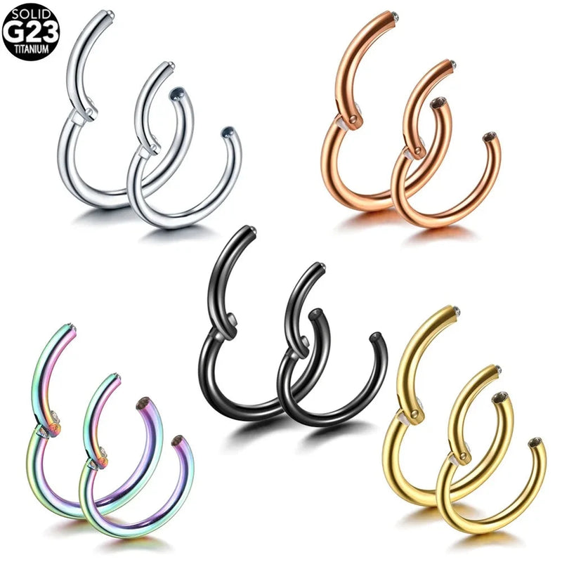 1PC Titanium 16G Segment Hinge Nose Ring 18G Septum Clicker Piercing 14G Ear Dilations 12G Helix Conch Pirsing Nariz Jewelry 20G - aquila Bask