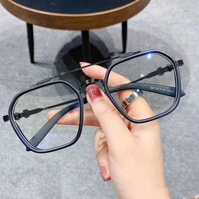 1PCs Blue Light Blocking Fashion High-end Glasses Men Optical Clear Glasses Black Square Frame Eyeglasses Anti-radiation - aquila Bask