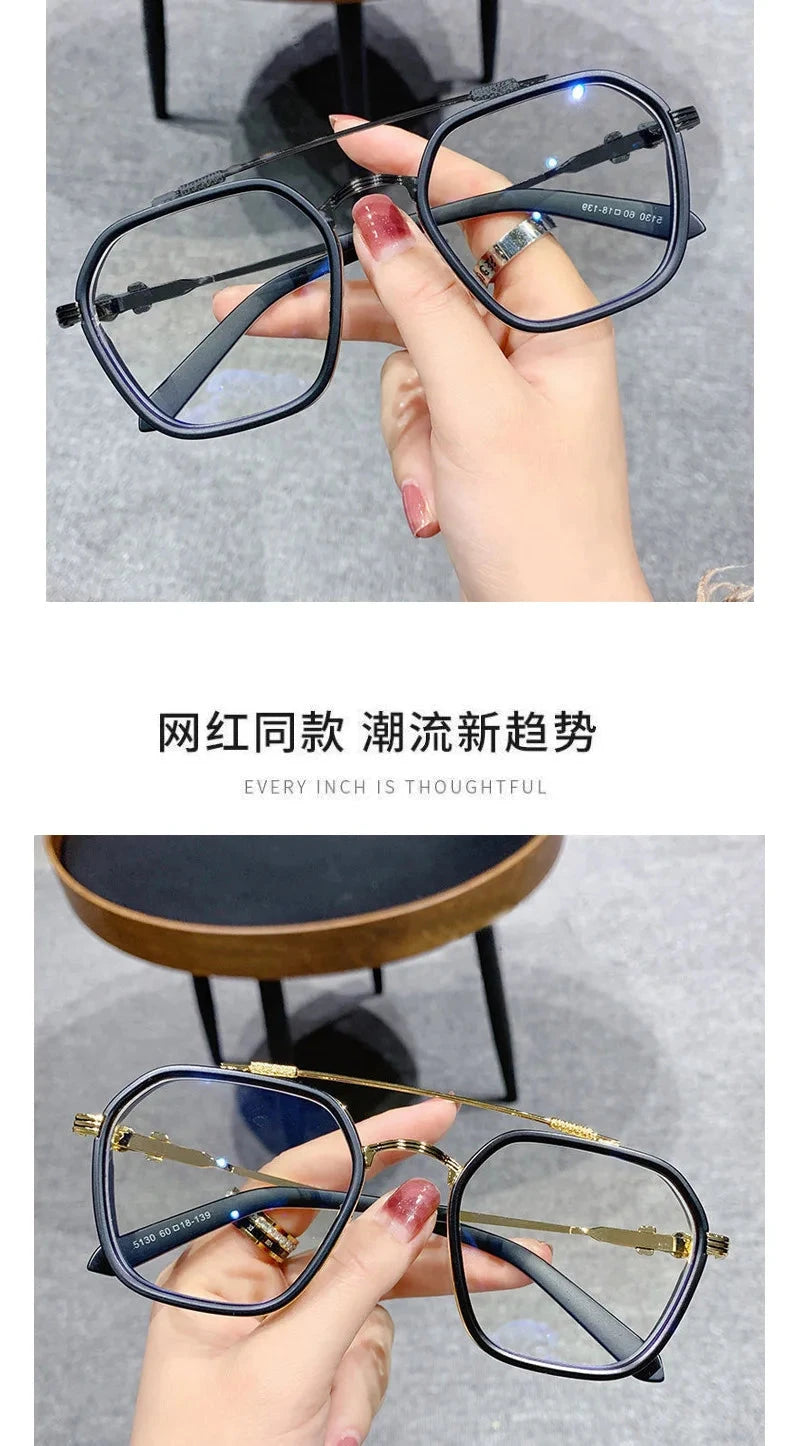 1PCs Blue Light Blocking Fashion High-end Glasses Men Optical Clear Glasses Black Square Frame Eyeglasses Anti-radiation - aquila Bask