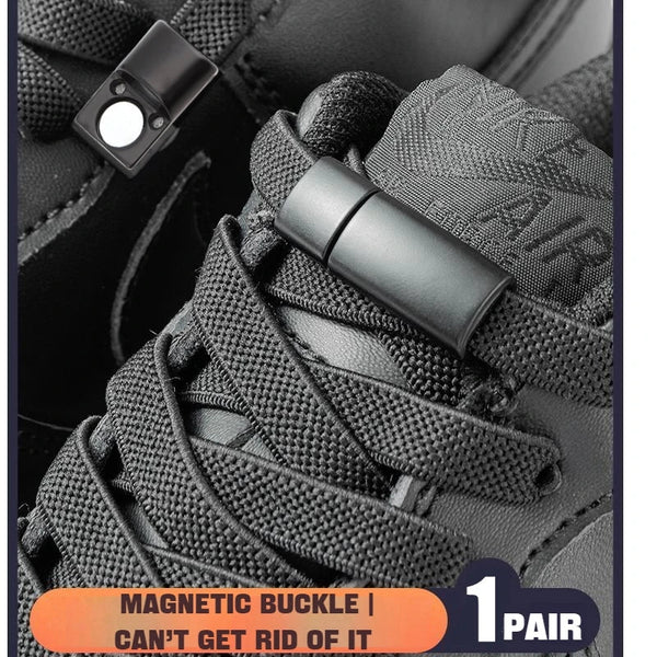 1Pair Magnetic Lock Shoelaces without ties Flat Elastic Laces Sneakers Boots No Tie Shoelace Rubber Bands for Shoes Accessories - aquila Bask