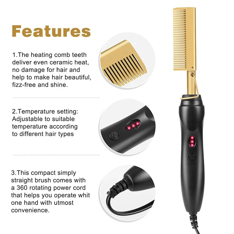 2 in 1  Electric Hot Heating Comb Hair Straightener Curler Wet Dry Hair Iron Straightening Brush Hair Styling Tool aquila Bask