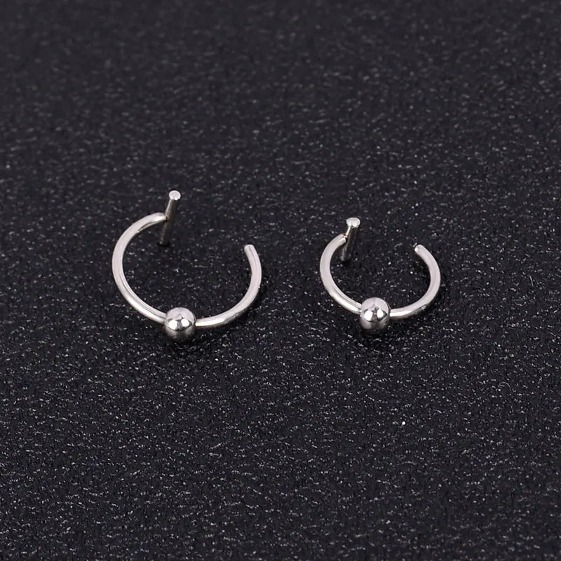 2022 New Punk 8/10mm Titanium Steel Lip Rings Cuff Clip on Fake Labret Piercing Ear Nose Hoops Unisex Women Septum Body Jewelry - aquila Bask