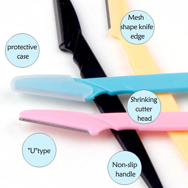 3/4/10Pcs Eyebrow Trimmer Face Blade Shaver Portable Eye Brow Epilation Hair Removal Safety Eyebrow Cutting Woman Makeup Tools - aquila Bask