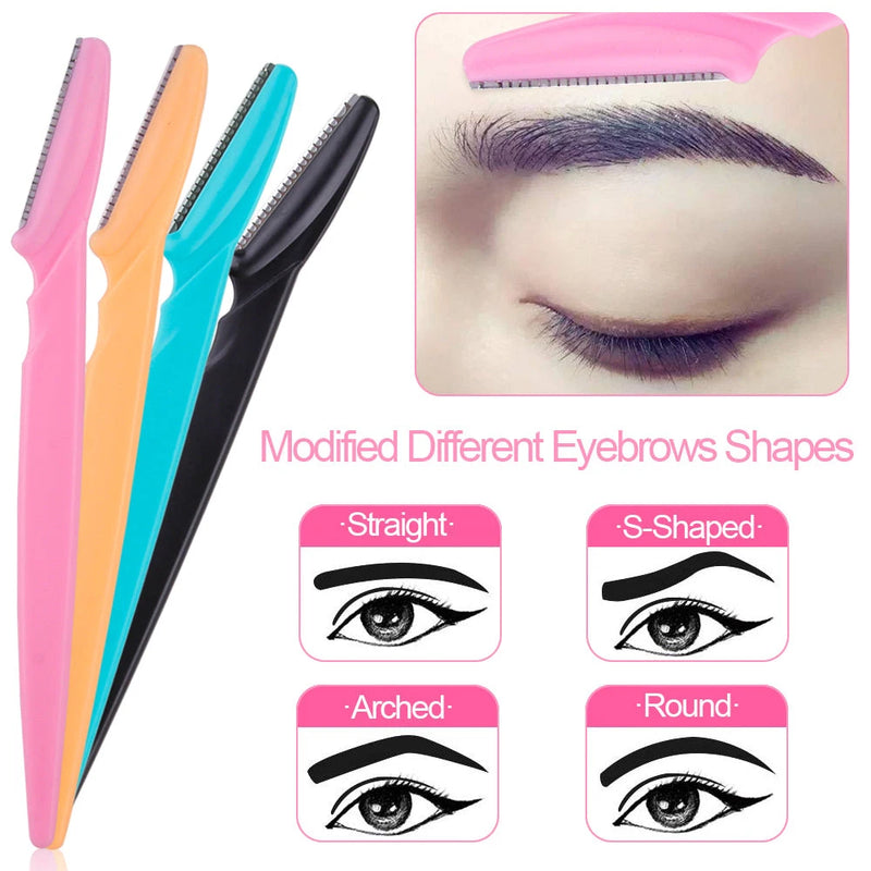 3/4/10Pcs Eyebrow Trimmer Face Blade Shaver Portable Eye Brow Epilation Hair Removal Safety Eyebrow Cutting Woman Makeup Tools - aquila Bask