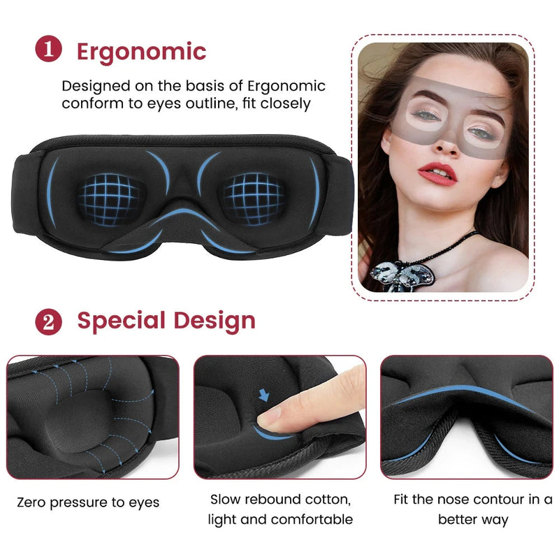 3D Sleeping Mask Block Out Light Sleep Mask For Eyes Soft Sleeping Aid Eye Mask for Travel Eyeshade Night Breathable Slaapmasker aquila Bask