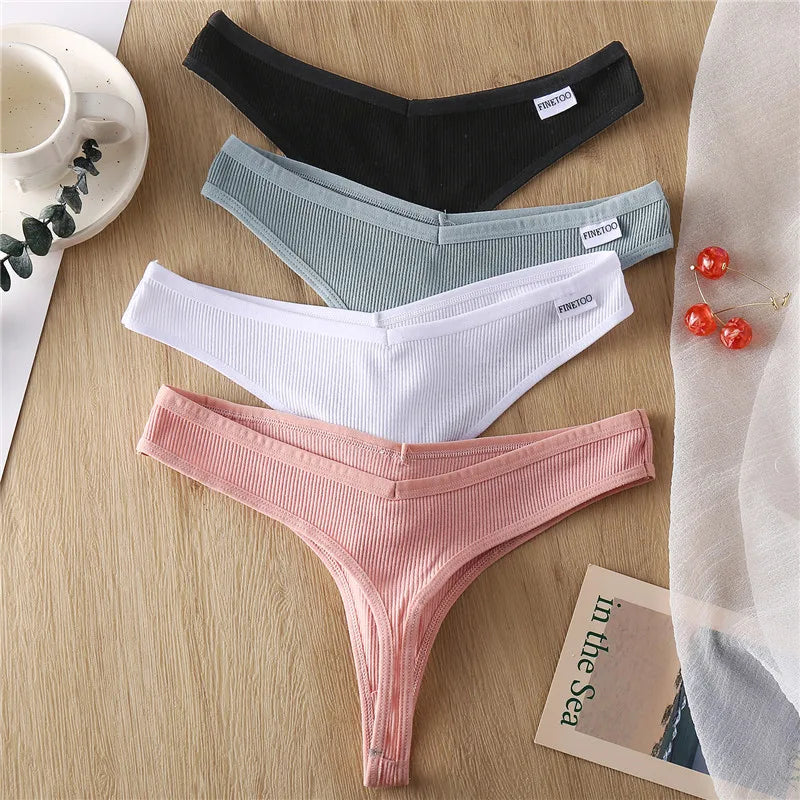 3Pcs/Set Women Cotton Thongs Panties Sexy Low Waist G-String Briefs Ladies Brazilian Lingerie Girls Breathable Intimates Bikini - aquila Bask