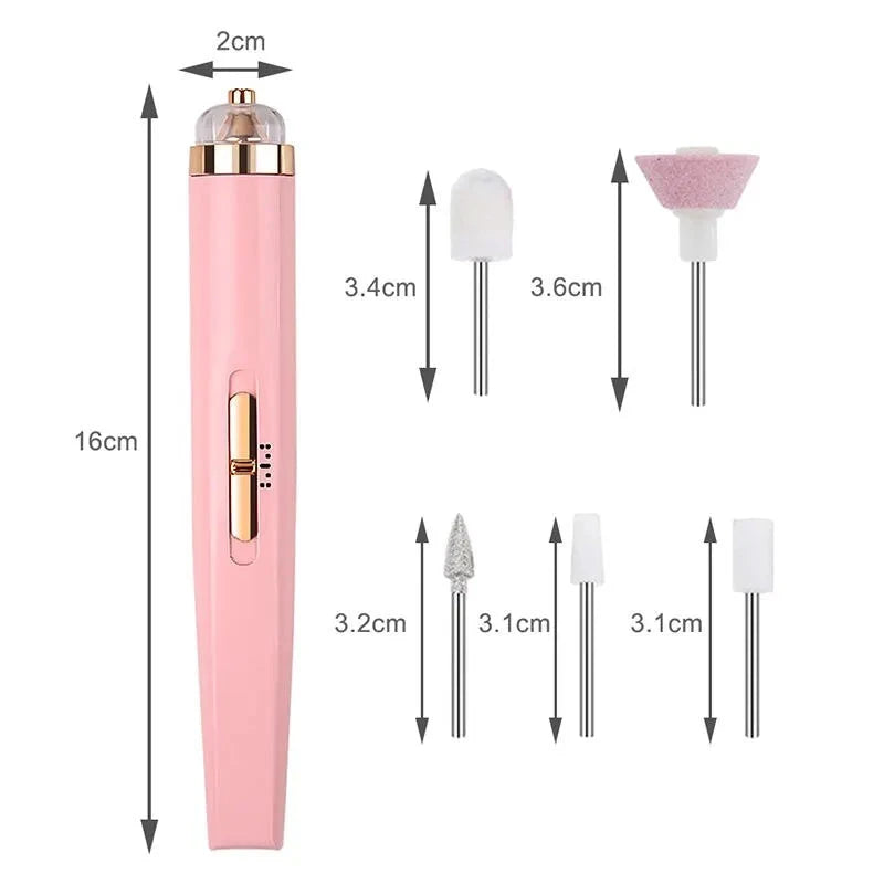 5 in 1 Electric Nail Polish Drill Machine With Light Portable Mini Electric Manicure Art Pen Tools For Gel Remover aquila Bask