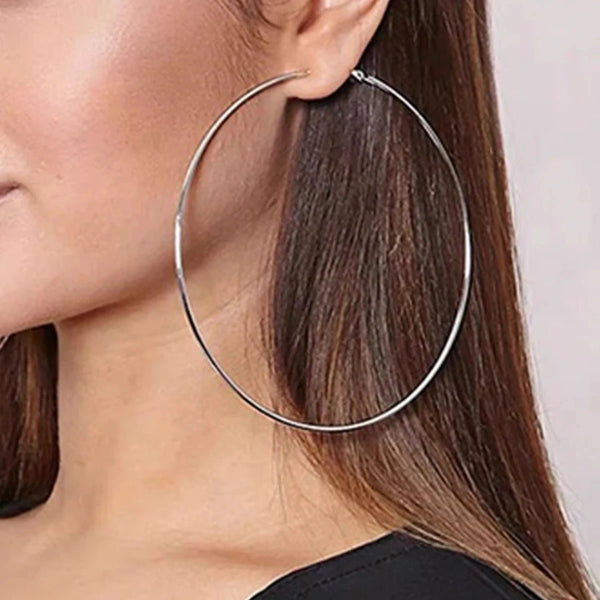 90mm Stainless Steel Large Hoop Earrings Exaggerate Circle Creole Smooth Gold Round Loop Earring for Women Ear Ring Brincos - aquila Bask