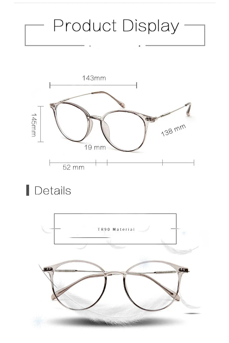 Acetate Unisex Solid Alloy Glasses Frame Women  Prescription Glasses  Fashion Designer Metallic Circle Glasses Myopia Glasses - aquila Bask