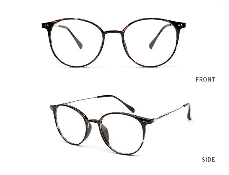 Acetate Unisex Solid Alloy Glasses Frame Women  Prescription Glasses  Fashion Designer Metallic Circle Glasses Myopia Glasses - aquila Bask