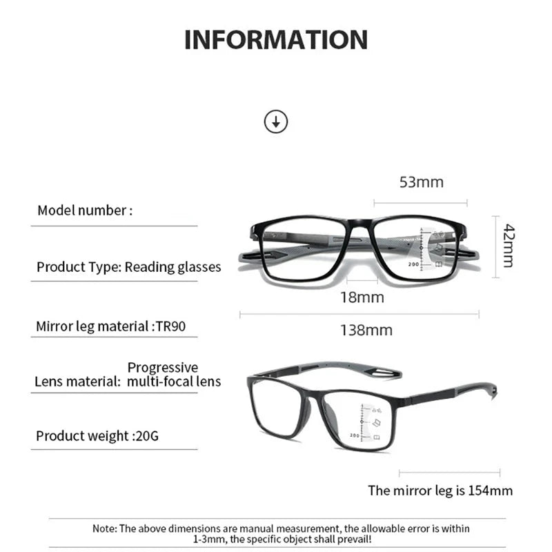 Anti-blue Light Multifocal Reading Glasses - aquila Bask