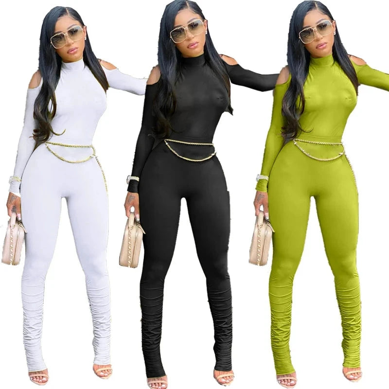 Bandage Bodycon Jumpsuit Long Sleeve Stacked One Piece Jumpsuit Women Fall Clothing 2022 Overalls Party Sexy Jumpsuit Clubwear - aquila Bask