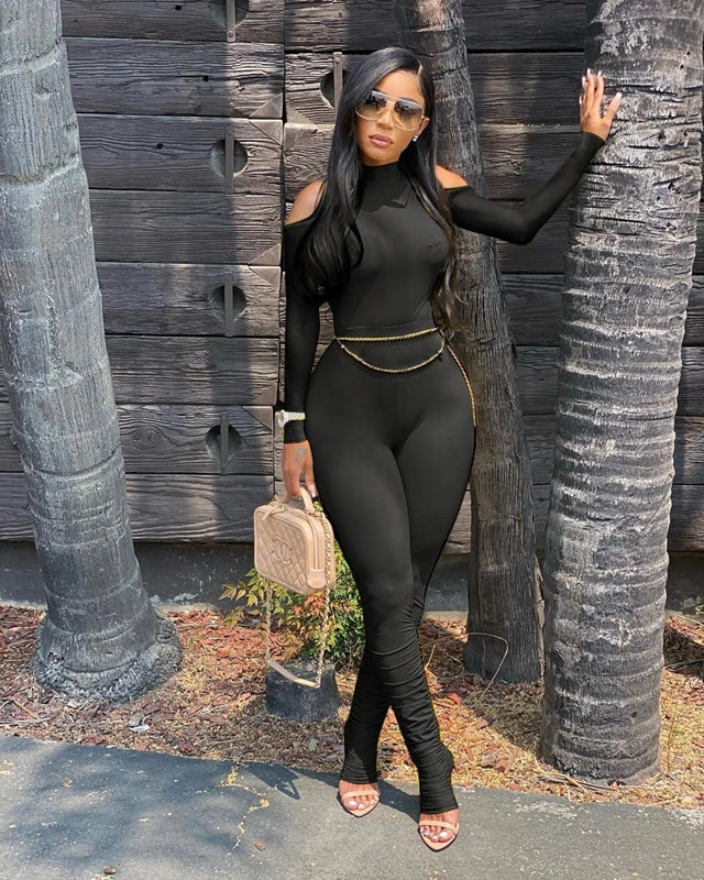 Bandage Bodycon Jumpsuit Long Sleeve Stacked One Piece Jumpsuit Women Fall Clothing 2022 Overalls Party Sexy Jumpsuit Clubwear - aquila Bask