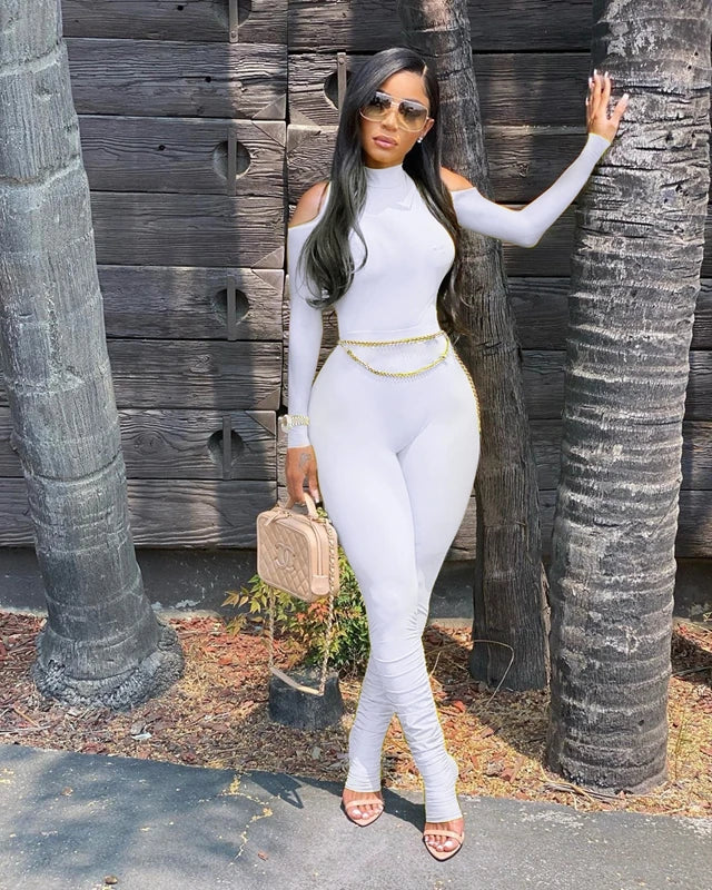 Bandage Bodycon Jumpsuit Long Sleeve Stacked One Piece Jumpsuit Women Fall Clothing 2022 Overalls Party Sexy Jumpsuit Clubwear - aquila Bask