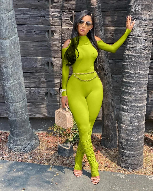 Bandage Bodycon Jumpsuit Long Sleeve Stacked One Piece Jumpsuit Women Fall Clothing 2022 Overalls Party Sexy Jumpsuit Clubwear - aquila Bask