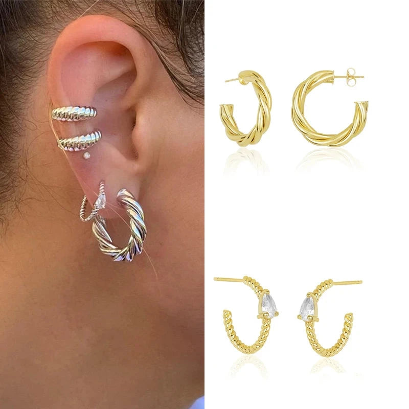 CRMYA  Gold Silver Filled Hoop Earrings for Women Big CZ Zircon Huggie Earring Circle Ear Rings Men Aretes Wholesale Jewelry - aquila Bask