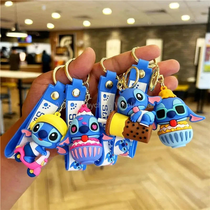 Cartoon Anime Disney Keychain Mickey Mouse Minnie Lilo & Stitch Keyring Key Chain Car Pendant Kids Toys Gifts Wholesale - aquila Bask