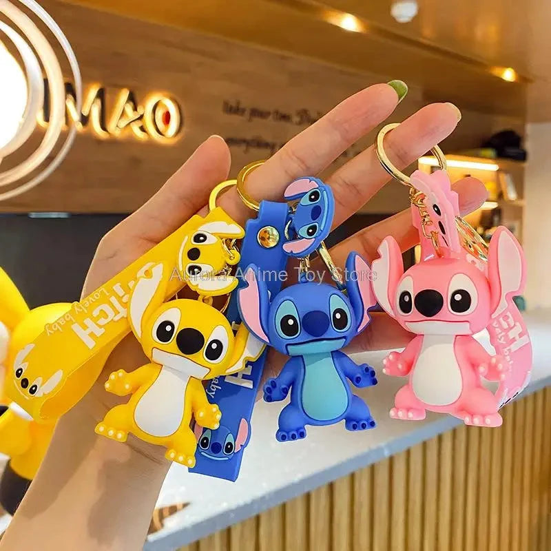 Cartoon Anime Disney Keychain Mickey Mouse Minnie Lilo & Stitch Keyring Key Chain Car Pendant Kids Toys Gifts Wholesale - aquila Bask