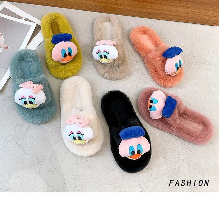 Disney Women Home Slippers Winter House Warm Shoes Woman Indoor Bedroom Slides Girls Fluffy Slippes Cotton Shoes Fluffy Slippes - aquila Bask