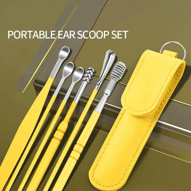 Ear Cleaner Set Earpick Ear Wax Remover Ear Spoon Curette Ear Cleaning Spiral Earpick Easy Earwax Removal Ear Cleaner Kit Gadget - aquila Bask