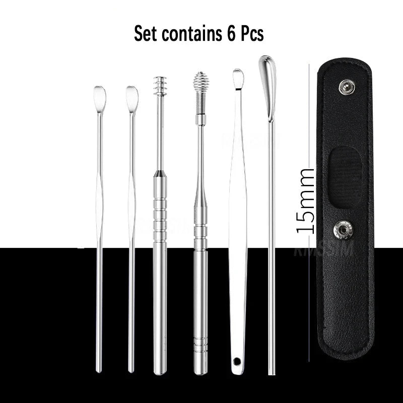 Ear Cleaner Set Earpick Ear Wax Remover Ear Spoon Curette Ear Cleaning Spiral Earpick Easy Earwax Removal Ear Cleaner Kit Gadget - aquila Bask