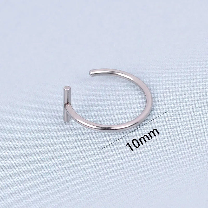 2022 New Punk 8/10mm Titanium Steel Lip Rings Cuff Clip on Fake Labret Piercing Ear Nose Hoops Unisex Women Septum Body Jewelry