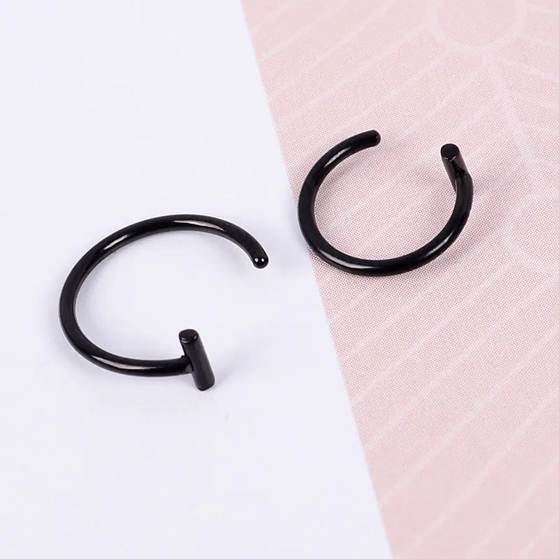 2022 New Punk 8/10mm Titanium Steel Lip Rings Cuff Clip on Fake Labret Piercing Ear Nose Hoops Unisex Women Septum Body Jewelry