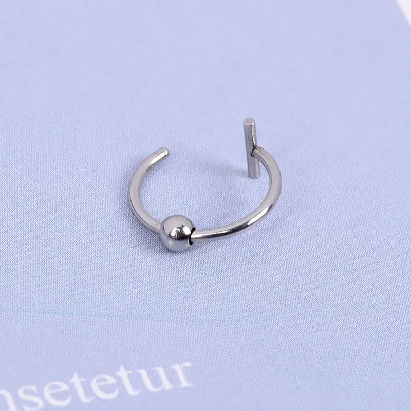 2022 New Punk 8/10mm Titanium Steel Lip Rings Cuff Clip on Fake Labret Piercing Ear Nose Hoops Unisex Women Septum Body Jewelry