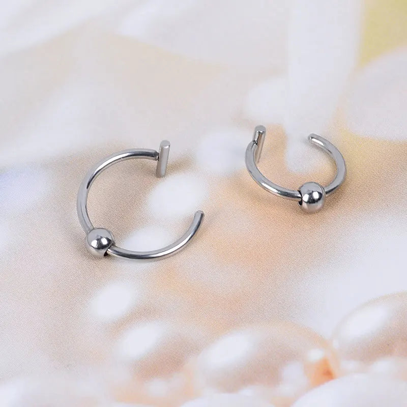 2022 New Punk 8/10mm Titanium Steel Lip Rings Cuff Clip on Fake Labret Piercing Ear Nose Hoops Unisex Women Septum Body Jewelry