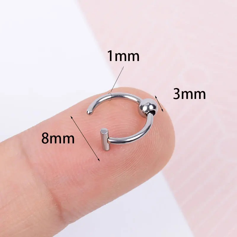 2022 New Punk 8/10mm Titanium Steel Lip Rings Cuff Clip on Fake Labret Piercing Ear Nose Hoops Unisex Women Septum Body Jewelry