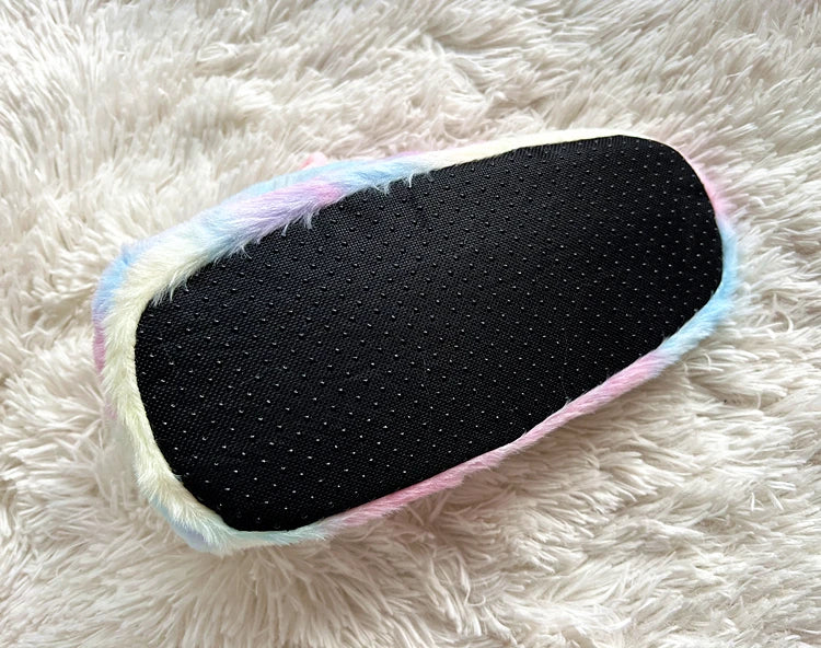 Cute Cartoon Alpaca House Women Fur Slippers Winter Warm Plush Parent-Child Floor Slides Indoor Bedroom Girls Fluffy Slippes