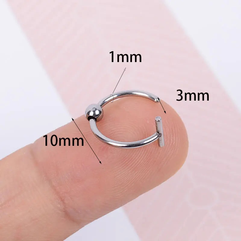 2022 New Punk 8/10mm Titanium Steel Lip Rings Cuff Clip on Fake Labret Piercing Ear Nose Hoops Unisex Women Septum Body Jewelry