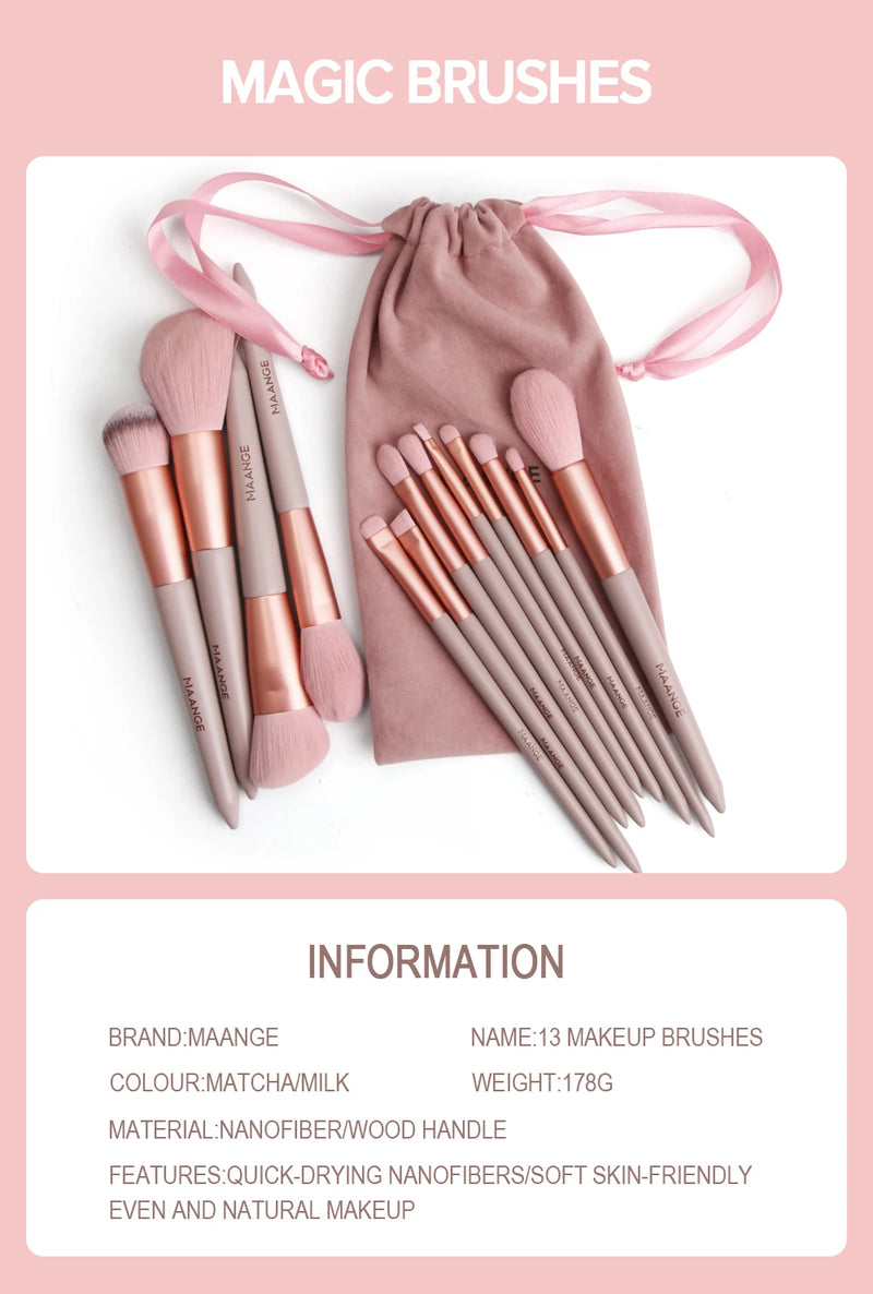 MAANGE Pro 4/13Pcs Makeup Brushes Set  Face Eye Shadow Foundation Powder Eyeliner Eyelash Lip Make Up Brush Beauty Tool with Bag