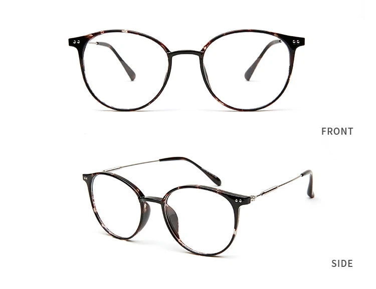 Acetate Unisex Solid Alloy Glasses Frame Women  Prescription Glasses  Fashion Designer Metallic Circle Glasses Myopia Glasses