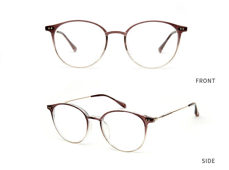 Acetate Unisex Solid Alloy Glasses Frame Women  Prescription Glasses  Fashion Designer Metallic Circle Glasses Myopia Glasses