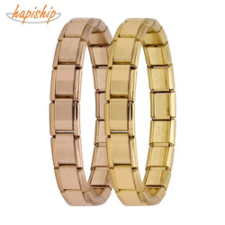 Hapiship Top Women's Girl Jewelry 9mm Width Itanlian Elastic Charm Bracelet  Fashion Stainless Steel Bangle Jewelry G096 - aquila Bask