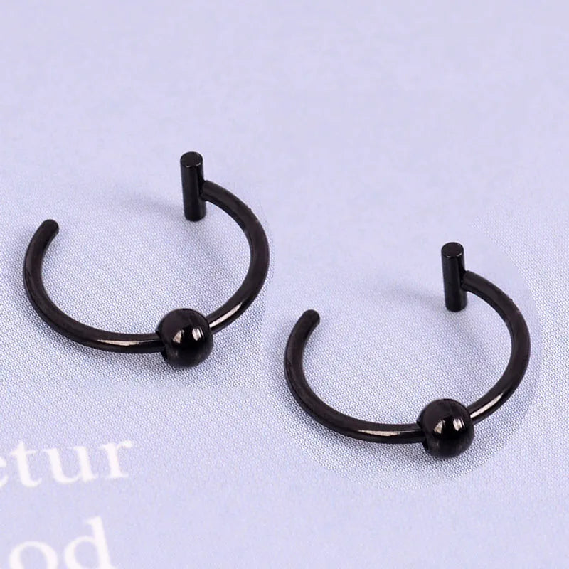 2022 New Punk 8/10mm Titanium Steel Lip Rings Cuff Clip on Fake Labret Piercing Ear Nose Hoops Unisex Women Septum Body Jewelry