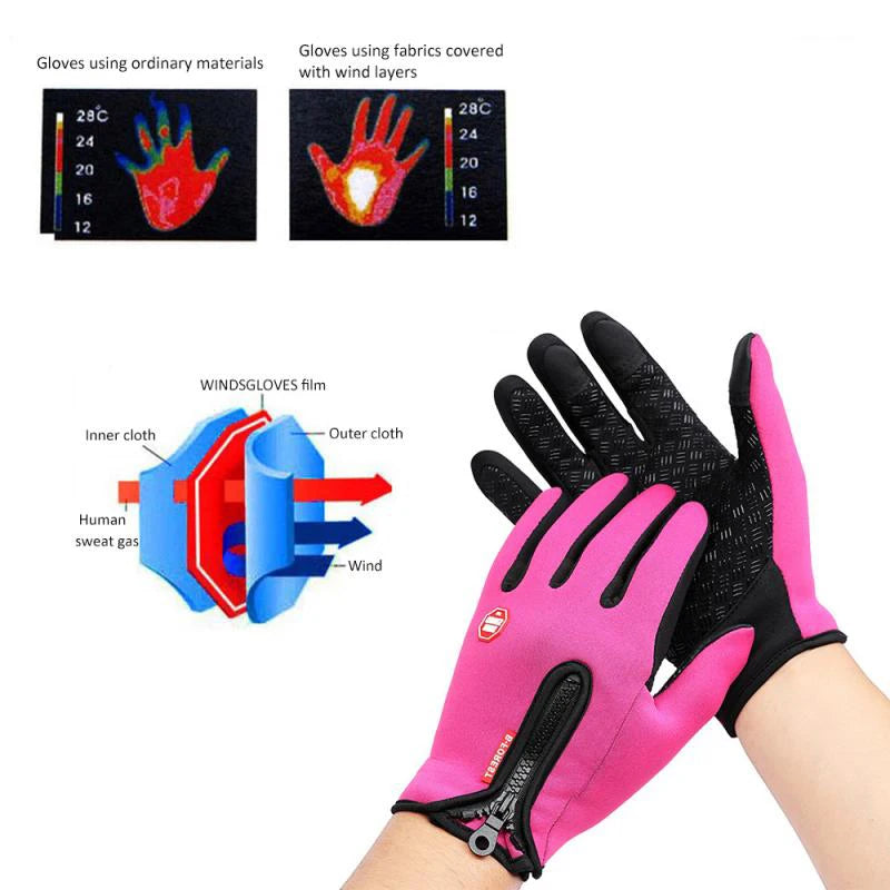 Hot Winter Gloves For Men Women Touchscreen Warm Outdoor Cycling Driving Motorcycle Cold Gloves Windproof Non-Slip Womens Gloves