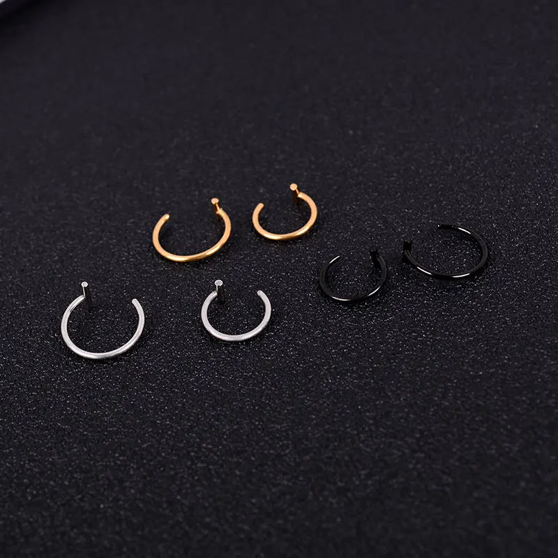 2022 New Punk 8/10mm Titanium Steel Lip Rings Cuff Clip on Fake Labret Piercing Ear Nose Hoops Unisex Women Septum Body Jewelry