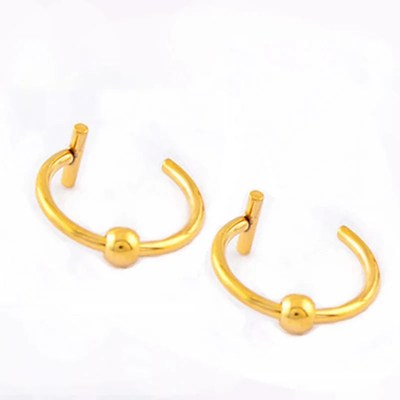 2022 New Punk 8/10mm Titanium Steel Lip Rings Cuff Clip on Fake Labret Piercing Ear Nose Hoops Unisex Women Septum Body Jewelry