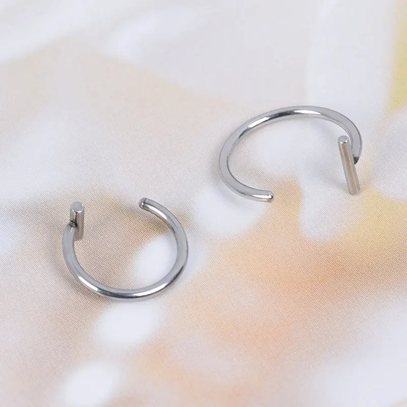 2022 New Punk 8/10mm Titanium Steel Lip Rings Cuff Clip on Fake Labret Piercing Ear Nose Hoops Unisex Women Septum Body Jewelry