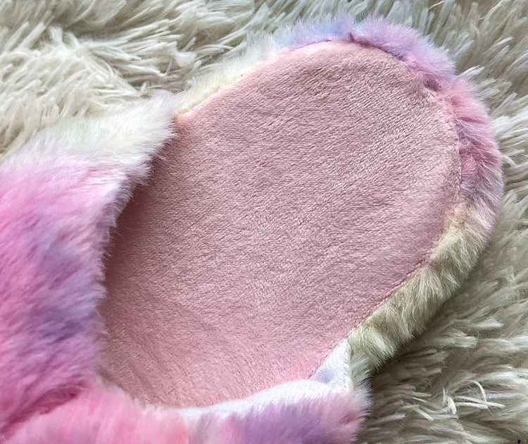 Cute Cartoon Alpaca House Women Fur Slippers Winter Warm Plush Parent-Child Floor Slides Indoor Bedroom Girls Fluffy Slippes