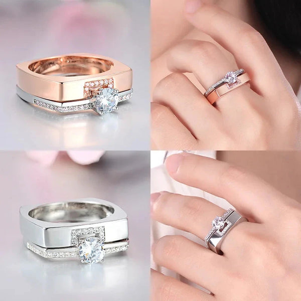 Luxury Female two color white Zircon Ring Set Crystal Bridal Ring Wedding Jewelry Promise Engagement Rings For Women - aquila Bask