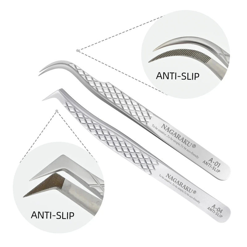 NAGARAKU Eyelash Extension Tweezers Makeup Stainless Steel Eyelash 3D accurate Clip - aquila Bask